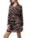 Rails Jasmine Tiger Stripe Smocked Waist Long Sleeve Dress In Brown
