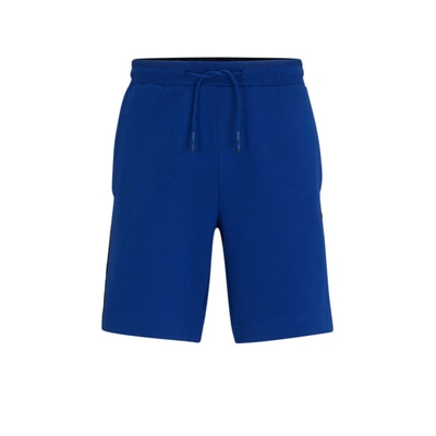 Hugo Boss Men's Stretch-cotton-blend Shorts With Tape Trims In Blue