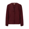 HUGO BOSS COLLARLESS RELAXED-FIT BLOUSE IN STRETCH SILK