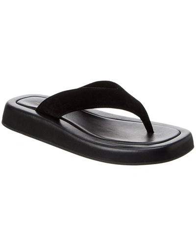 The Row Ginza Velvet Platform Sandal In Black