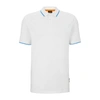 Hugo Boss Cotton-piqu Polo Shirt With Contrast Details In White