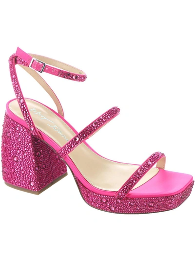 Betsey Johnson Denni Womens Studded Ankle Strap Platform Sandals In Pink