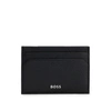 Hugo Boss Brass Money Clip With Card Holder In Grained Leather In Black