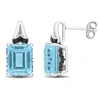 Mimi & Max 8 5/8ct Tgw Sky Blue Topaz And Black Sapphire Baguette Stud Earrings In Sterling Silver In Blue