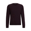 Hugo Boss Slim-fit Sweater In Virgin Wool In Dark Red