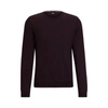 Hugo Boss Slim-fit Sweater In Virgin Wool With Crew Neckline In Dark Red