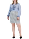 Bar Iii Plus Womens Tweed Business Pencil Skirt In Multi