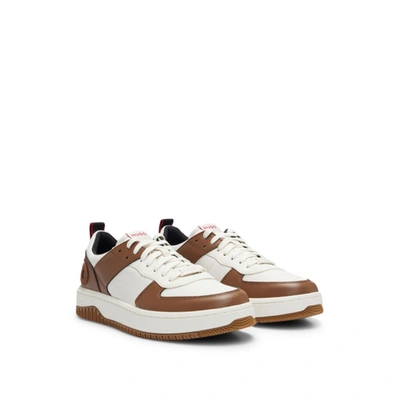 Hugo Boss Basketball-inspired Sneakers With Large Logo In Light Brown