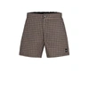 Hugo Boss Quick-drying Swim Shorts With Hounstooth Pattern In Beige