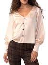 SANCTUARY CLOTHING WOMENS SATIN EXTENDED CUFF BLOUSE