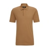 Hugo Boss Regular-fit Polo Shirt In Cotton And Silk In Beige