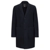 Hugo Boss Slim-fit Coat In A Micro-patterned Wool Blend In Blue