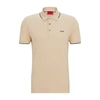 Hugo Stretch-cotton Slim-fit Polo Shirt With Printed Logo In Light Beige