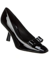 Ferragamo Woman Kitten Heel Pump With Asymmetric Bow In Black