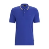 Hugo Boss Slim-fit Polo Shirt In Cotton With Striped Collar In Dark Purple