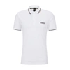 Hugo Boss Cotton-blend Polo Shirt With Contrast Details In White