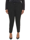 Calvin Klein Plus Size Ponte Pleated Slim-leg Pants In Black