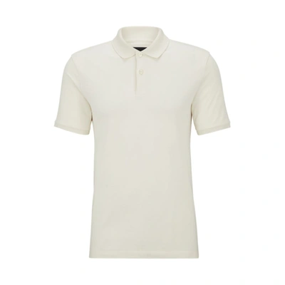 Hugo Boss Regular-fit Polo Shirt In Structured Cotton In White