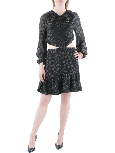 Aqua Womens Chiffon Foiled Star Mini Dress In Black