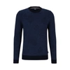 Hugo Boss Virgin-wool Sweater With Two-tone Monogram Jacquard In Blue