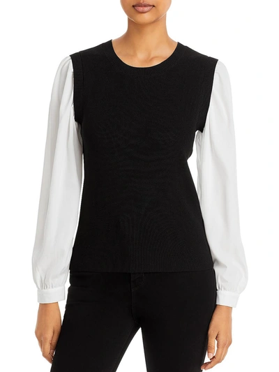 Karl Lagerfeld Womens Knit Layered Look Blouse In Black