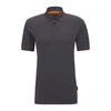 Hugo Boss Cotton-piqu Polo Shirt With Contrast Details In Grey