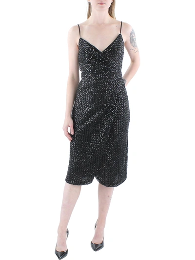 Nanette Lepore Womens Sequined Midi Cocktail And Party Dress In Black