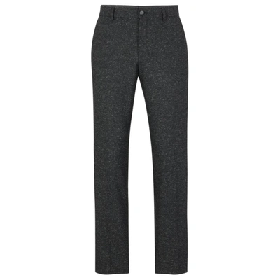 Hugo Boss Micro-pattern Trousers In A Wool Blend With Silk In Grey