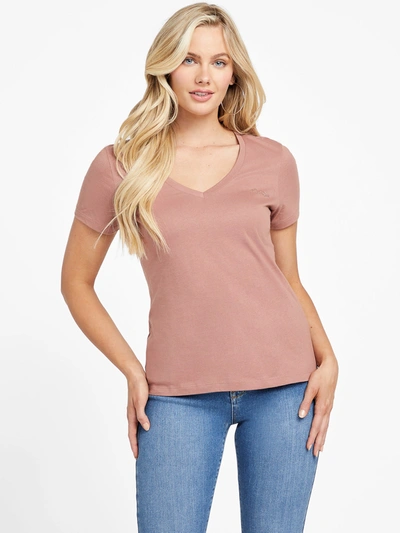 Guess Factory Eco Finny V-neck Tee In Pink