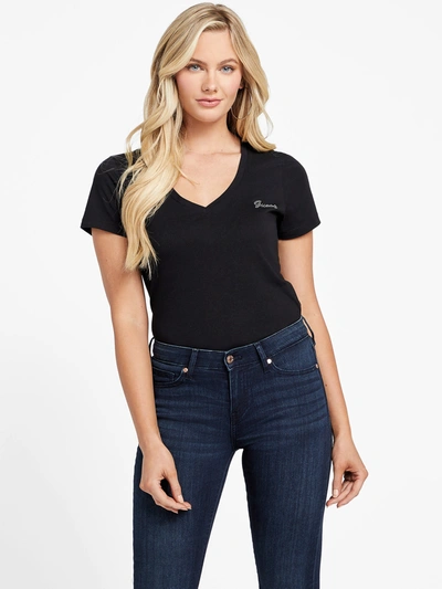 Guess Factory Eco Finny V-neck Tee In Black