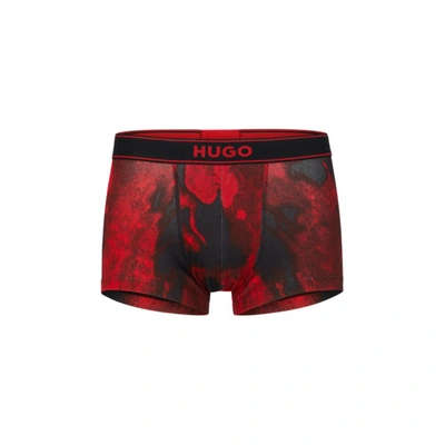 Hugo Stretch-cotton Regular-rise Trunks With Seasonal Print In Light Red