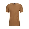 Hugo Boss Mercerised-cotton T-shirt With Houndstooth Jacquard In Beige