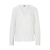 Hugo Boss Regular-fit Blouse In Stretch Silk With Twist Front In White