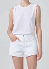 Citizen Of Humanity White Jordana Rolled Sleeve Tank Top In White