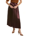 Ulla Johnson Rami Pleated Satin Skirt In Brown