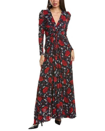 Diane Von Furstenberg Adara Draped Floral-print Stretch-mesh Maxi Dress In Multi