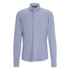 Hugo Boss Regular-fit Shirt In Micro-structured Performance-stretch Fabric In Light Blue