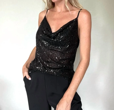 Six/fifty Russel Sequin Cami In Black