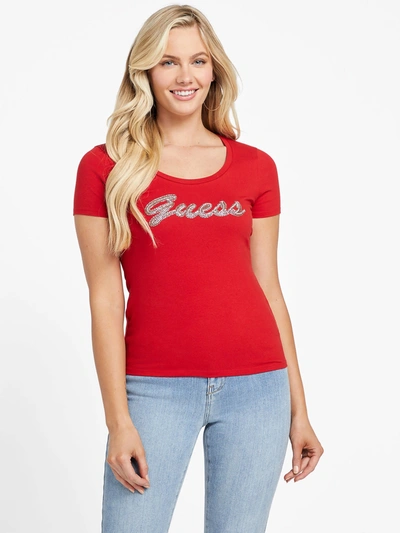 Guess Factory Eco Fiona Logo Tee In Red
