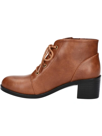 EASY STREET BECKER WOMENS FAUX LEATHER ROUND TOE ANKLE BOOTS