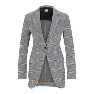 Hugo Boss Slim-fit Checked Jacket In Stretch Fabric In Patterned