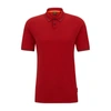 Hugo Boss Cotton-piqu Polo Shirt With Contrast Details In Red