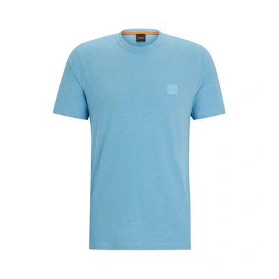 Hugo Boss Cotton-jersey Regular-fit T-shirt With Logo Patch In Blue