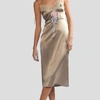 Cynthia Rowley Lace-trim Silk Midi Dress In Grey