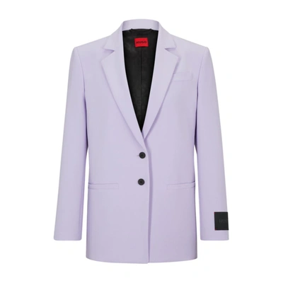 Hugo Relaxed-fit Jacket In Double-faced Stretch Fabric In Light Purple