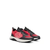 Hugo Mixed-material Trainers With Stacked Logo In Light Red