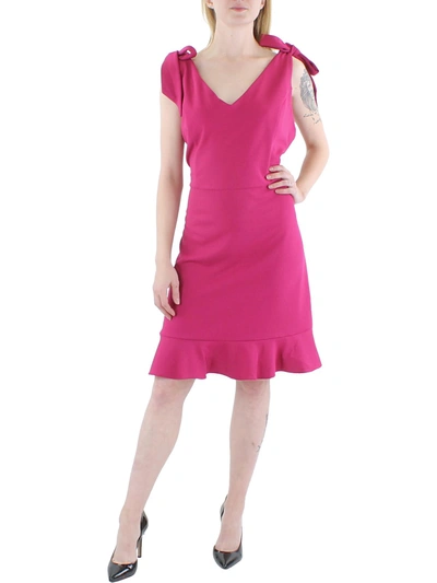 Bcbgeneration Womens V Neck Flounce Midi Dress In Pink