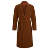 Hugo Boss Regular-fit Coat In A Wool Blend In Brown