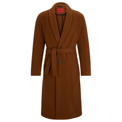 Hugo Regular-fit Coat In A Wool Blend In Brown