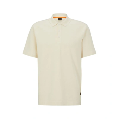 Hugo Boss Relaxed-fit Cotton-blend Polo Shirt With Waffle Structure In Light Beige